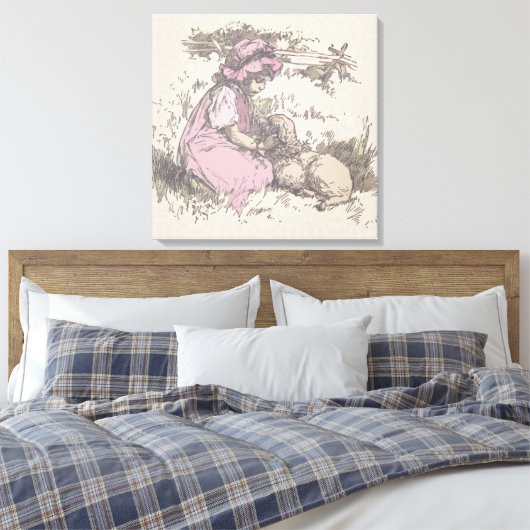 メアリーは小さな子羊の子供部屋韻を持っていた キャンバスプリント (インサイチュ (寝室))