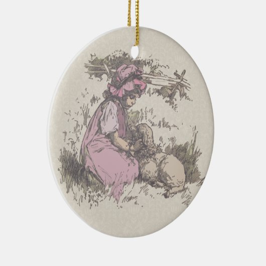 メアリーは小さな子羊の子供部屋韻を持っていた セラミックオーナメント (右)