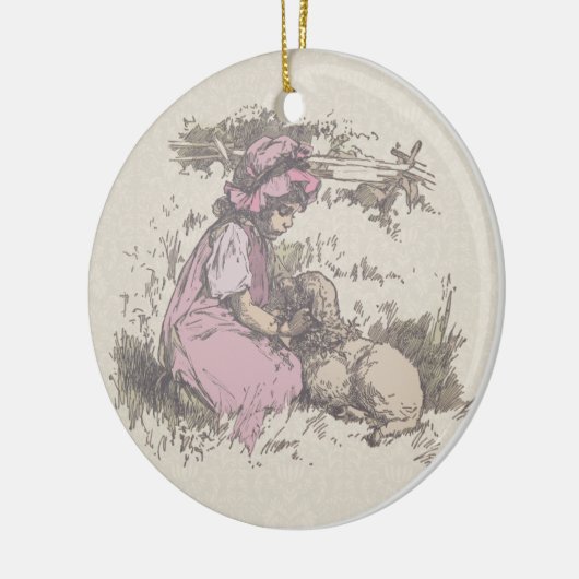 メアリーは小さな子羊の子供部屋韻を持っていた セラミックオーナメント (左)