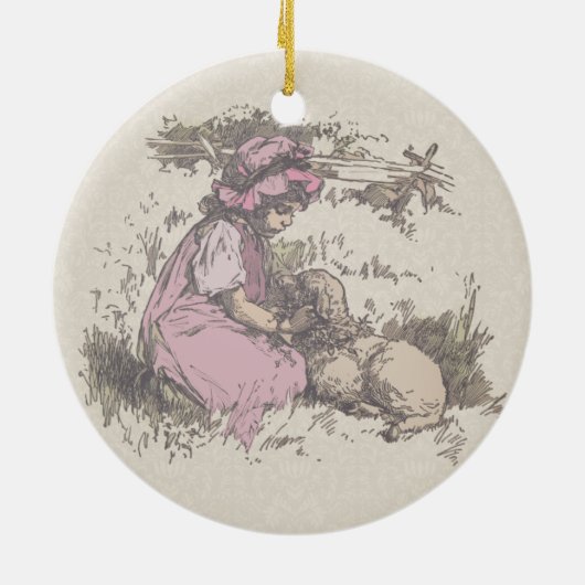 メアリーは小さな子羊の子供部屋韻を持っていた セラミックオーナメント (裏面)