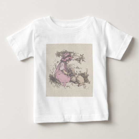 メアリーは小さな子羊の子供部屋韻を持っていた ベビーTシャツ (正面)