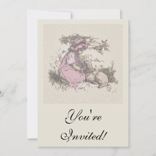 メアリーは小さな子羊の子供部屋韻を持っていた 招待状 (正面)