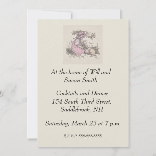 メアリーは小さな子羊の子供部屋韻を持っていた 招待状 (裏面)