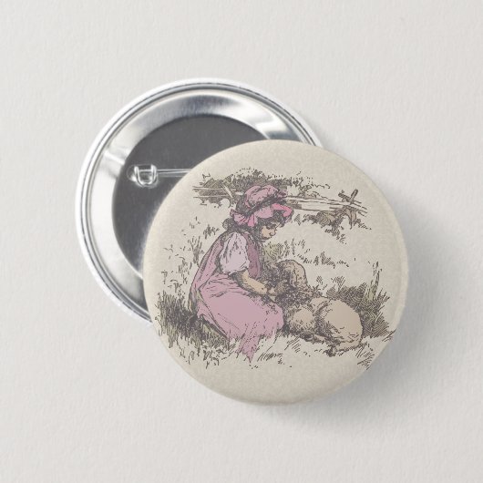 メアリーは小さな子羊の子供部屋韻を持っていた 缶バッジ (正面&裏面)