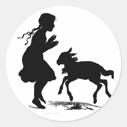 メアリーは小さな子羊の復活祭を持っていた ラウンドシール (正面)