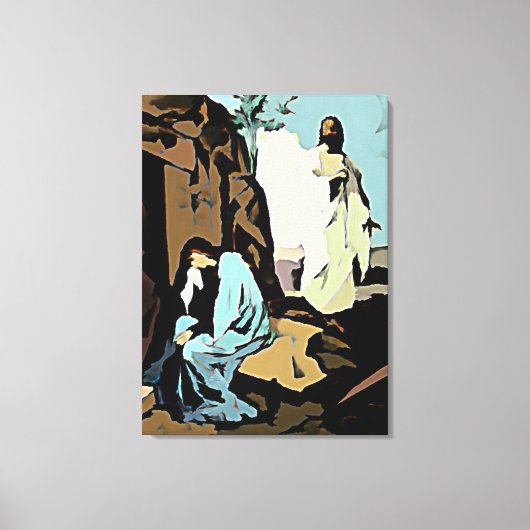 メアリーを泣くな彼の墓は空だ! キャンバスプリント (正面)