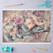 メアリーアントワネットヘッドポートレートバードアンドフローラアート 薄葉紙 (クラフト)