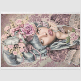 メアリーアントワネットヘッドポートレートバードアンドフローラアート 薄葉紙