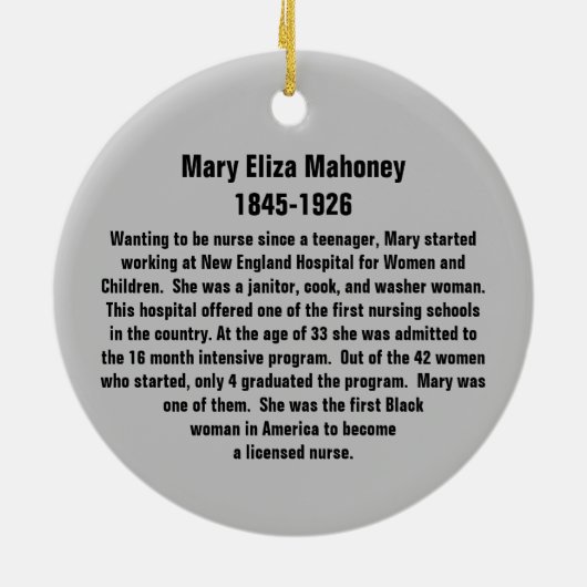 メアリーイライザマホニーファーストブラックナースRN セラミックオーナメント (裏面)