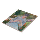 メアリーカサットガール裁縫インアガーデン タイル (側面)