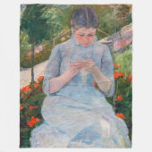 メアリーカサットガール裁縫インアガーデン フリースブランケット (正面)