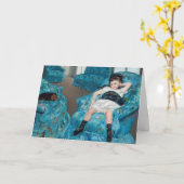 メアリーカサット小さな女の子インアブルーアームチェア カード (黄色い花)