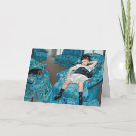 メアリーカサット小さな女の子インアブルーアームチェア カード