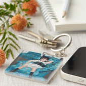 メアリーカサット – 小さな女の子インアブルーアームチェア キーホルダー (正面右)