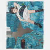 メアリーカサット – 小さな女の子インアブルーアームチェア フリースブランケット (正面)