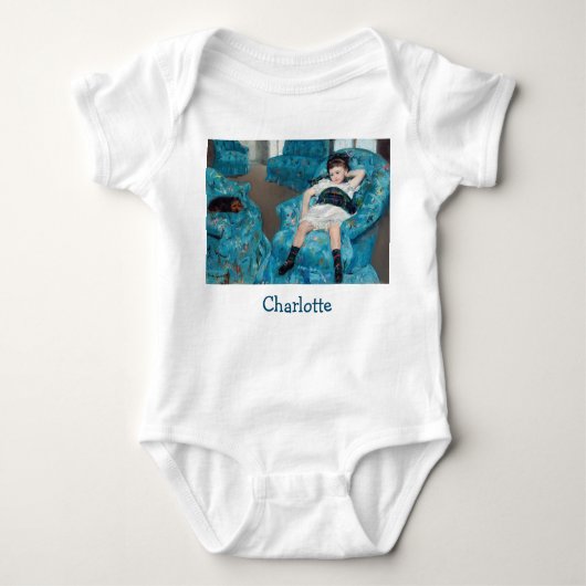 メアリーカサット – 小さな女の子インアブルーアームチェア ベビーボディスーツ (正面)