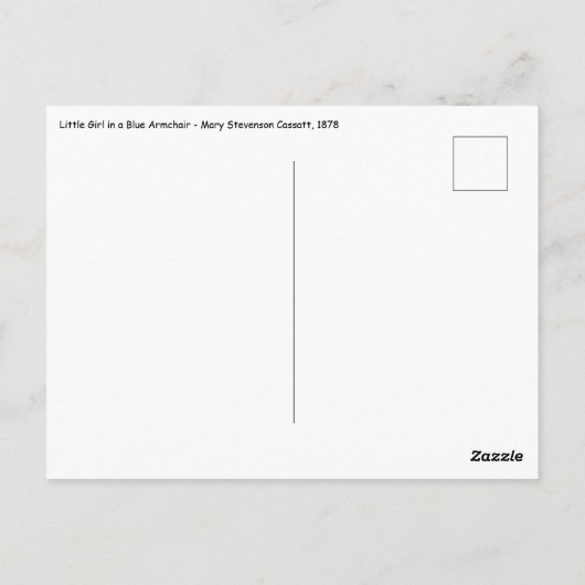 メアリーカサット – 小さな女の子インアブルーアームチェア ポストカード (裏面)