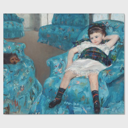 メアリーカサット – 小さな女の子インアブルーアームチェア ラッピングペーパー (フラット)