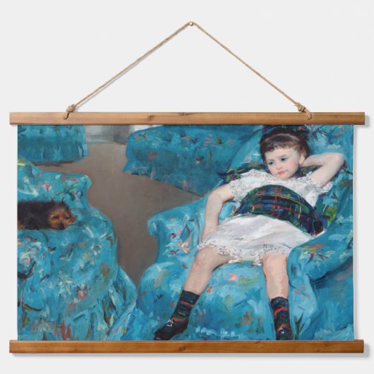 メアリーカサット – 小さな女の子インアブルーアームチェア 吊り下げ型タペストリー (正面)