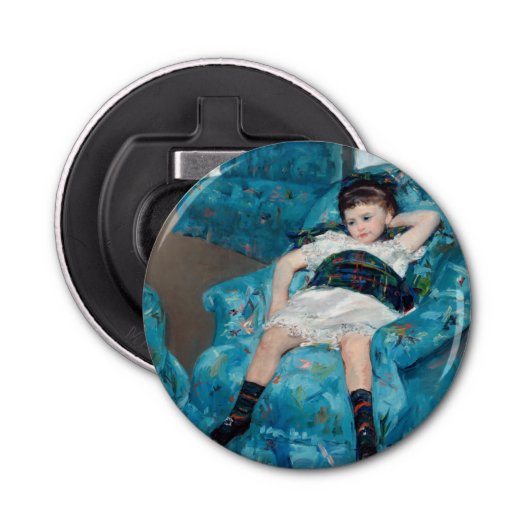 メアリーカサット – 小さな女の子インアブルーアームチェア 栓抜き (正面)