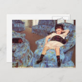 メアリーカッサットガールインブルーアームチェアファインアート ポストカード (正面/裏面)