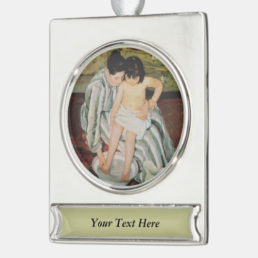 メアリーカッサットチャイルドズバス絵画ズ シルバープレートバナーオーナメント (左)