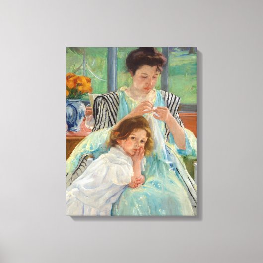 メアリーカッサットヨンマザー裁縫 キャンバスプリント (正面)