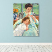 メアリーカッサットヨンマザー裁縫 キャンバスプリント (インサイチュ (ウッドフロア))