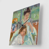 メアリーカッサットヨンマザー裁縫 スクエア壁時計 (傾斜)