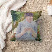 メアリーカッサット・ガーデンの少女 クッション (ブランケット)