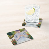 メアリーカッサット・ガーデンの少女 スクエアペーパーコースター (インサイチュ)