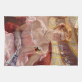 メアリーカッサット – パールネックレスを持つ女性のローリー キッチンタオル (横)