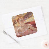 メアリーカッサット – パールネックレスを持つ女性のローリー スクエアシール (封筒)