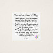 メアリーハートカードの無垢祈りの言葉 (裏面)