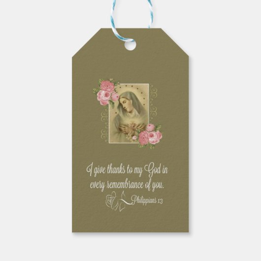 メアリーピンクローズハートの汚れのないフローラ ギフトタグ (裏面)