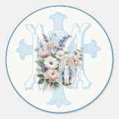 メアリーフローラモノグラムマリアン十字宗教 ラウンドシール (正面)