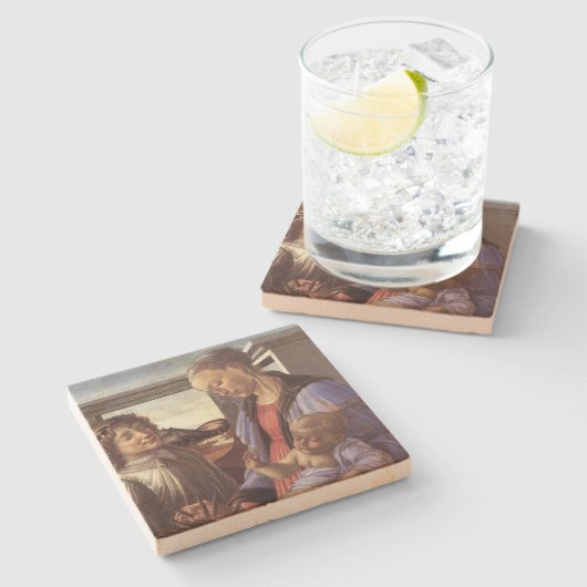 メアリーベビーイエズス&エンジェルヴィンテージクリスマス ストーンコースター (横)