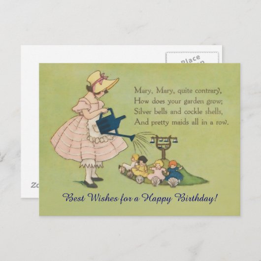 メアリーメアリーデートレヴェルハッピーバースデー ポストカード (正面/裏面)