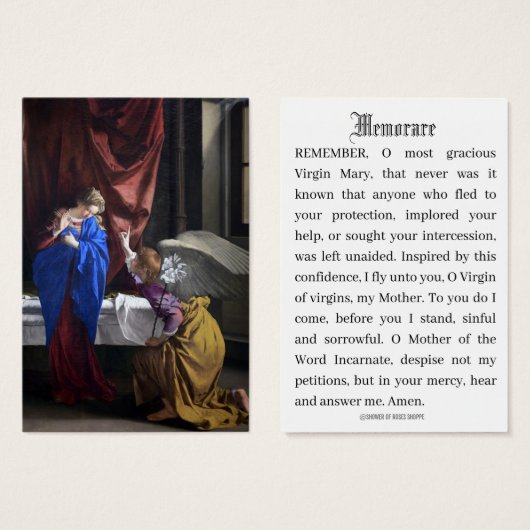メアリーメモリアルのカトリック受胎告知祈りの言葉 (正面&裏面)