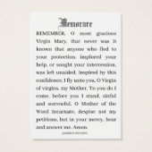 メアリーメモリアルのカトリック受胎告知祈りの言葉 (裏面)