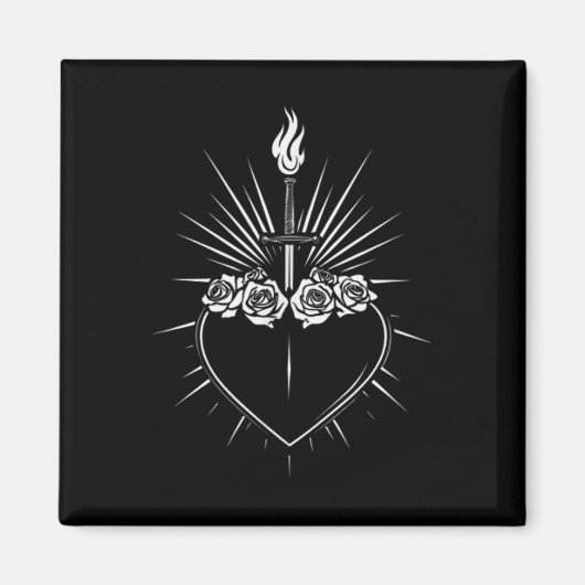 メアリー男性の無垢なハート女性カトリックヴァージン マグネット (正面)