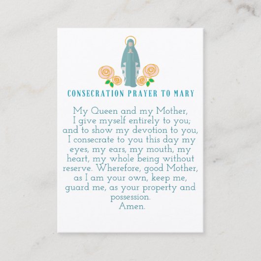 メアリー祈りの言葉カードへの献上品 名刺 (正面)