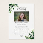 メアリー葬儀ハートカードの無垢祈りの言葉 (正面)