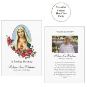 メアリー葬式ハートカードの汚れのない祈りの言葉 プレイスカード