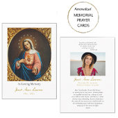 メアリー葬式ハートカードの汚れのない祈りの言葉 プレイスカード