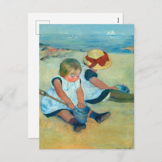 メアリー遊・カッサトのビーチで子どもたち シーズンポストカード (正面/裏面)