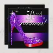 メアリー・アン50及びすばらしい輝きのきらきら光るな小剣のストライプ 招待状 (正面/裏面)