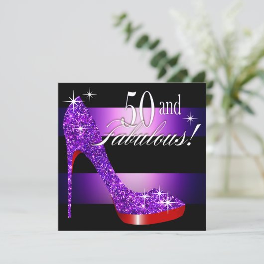 メアリー・アン50及びすばらしい輝きのきらきら光るな小剣のストライプ 招待状 (スタンド正面)