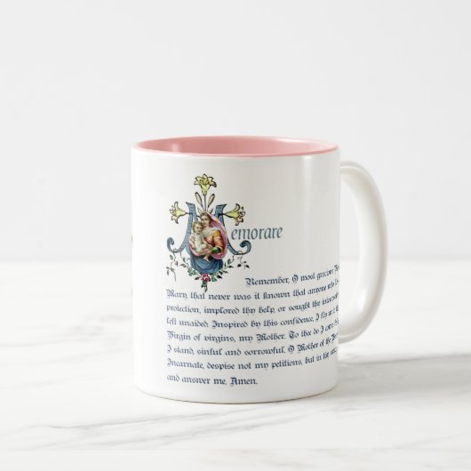 メアリー&イエスフローラ宗教的記憶祈りの言葉 ツートーンマグカップ (正面右)