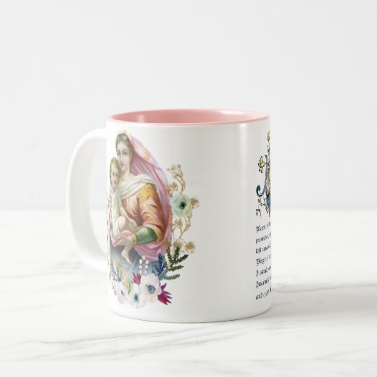 メアリー&イエスフローラ宗教的記憶祈りの言葉 ツートーンマグカップ (正面左)